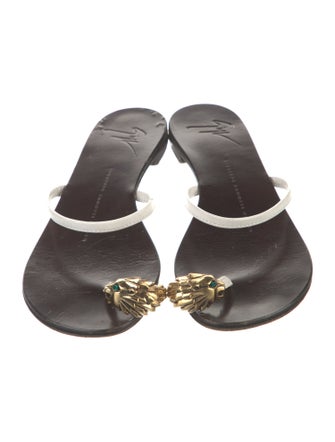 Giuseppe Zanotti Leather Crystal Embellishments Slides