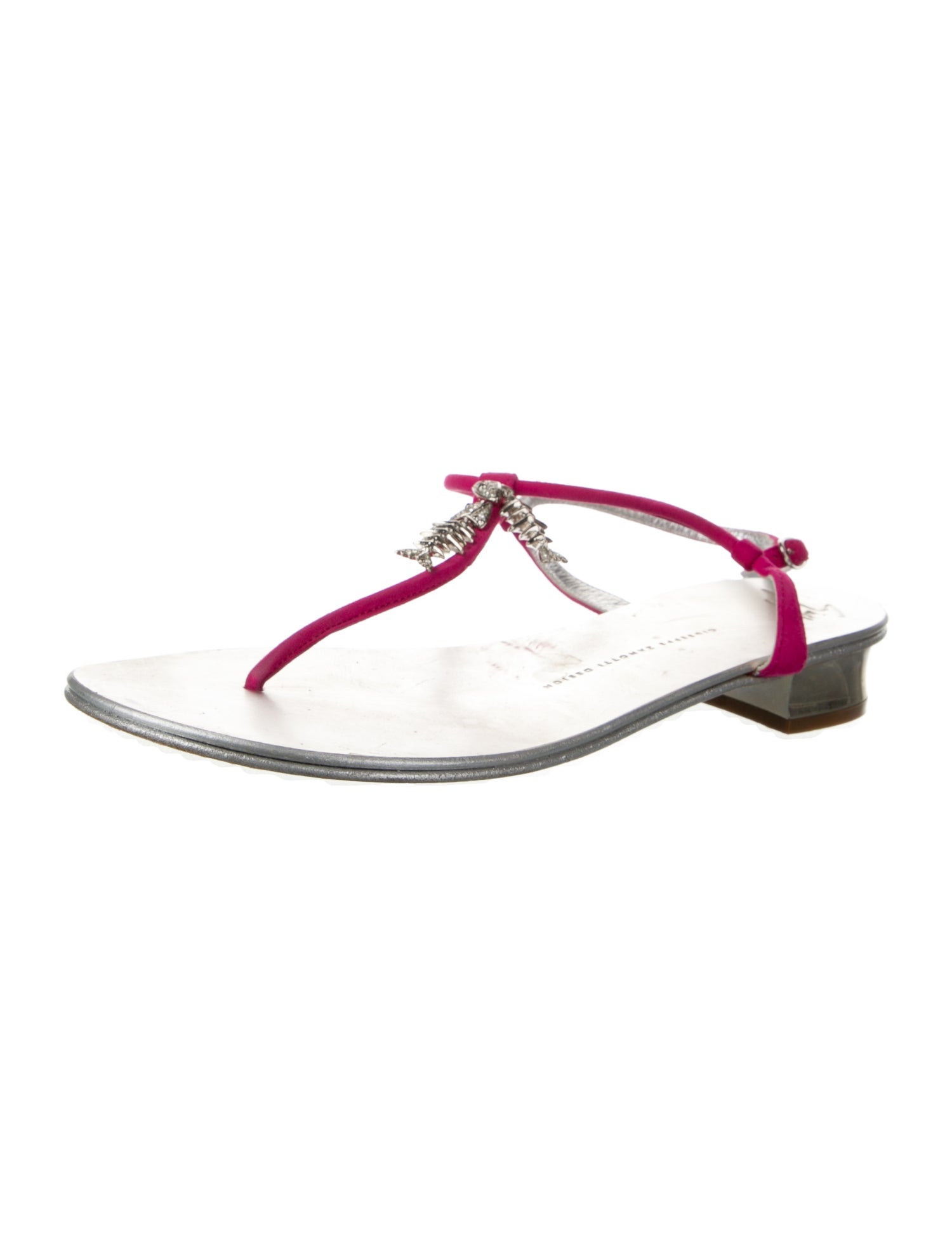 Giuseppe Zanotti Suede Colorblock Pattern T-Strap Sandals