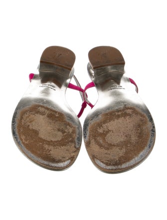 Giuseppe Zanotti Suede Colorblock Pattern T-Strap Sandals