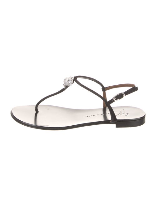 Giuseppe Zanotti Suede Crystal Embellishments T-Strap Sandals
