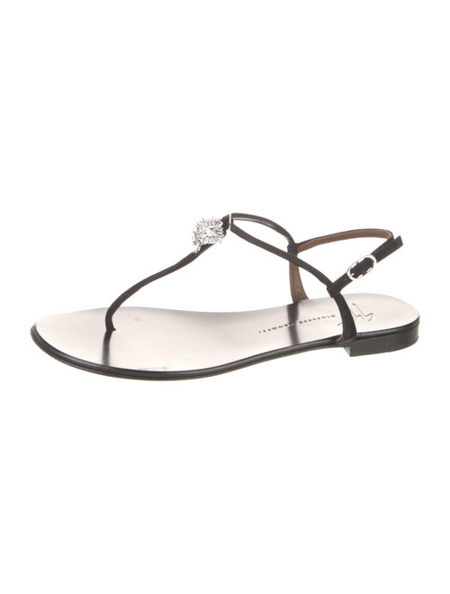 Giuseppe Zanotti Suede Crystal Embellishments T-Strap Sandals