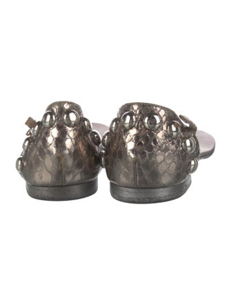 Giuseppe Zanotti Embossed Leather Studded Accents T-Strap Sandals