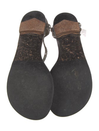 Giuseppe Zanotti Embossed Leather Studded Accents T-Strap Sandals