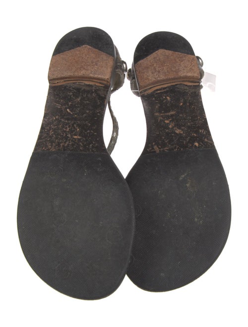 Giuseppe Zanotti Embossed Leather Studded Accents T-Strap Sandals