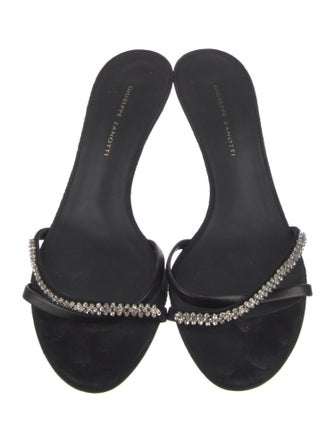 Giuseppe Zanotti Leather Crystal Embellishments Slides