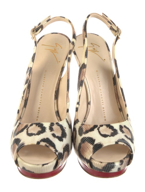 Giuseppe Zanotti Leather Animal Print Slingback Sandals