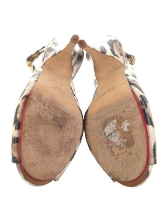 Giuseppe Zanotti Leather Animal Print Slingback Sandals