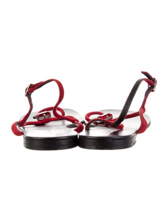 Giuseppe Zanotti Leather Colorblock Pattern T-Strap Sandals