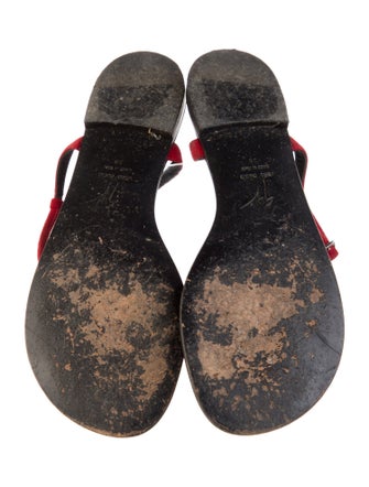 Giuseppe Zanotti Leather Colorblock Pattern T-Strap Sandals