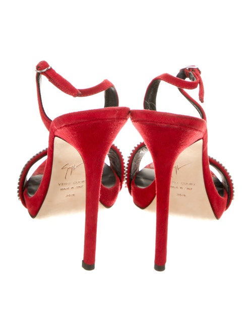 Giuseppe Zanotti Suede Crystal Embellishments Slingback Sandals