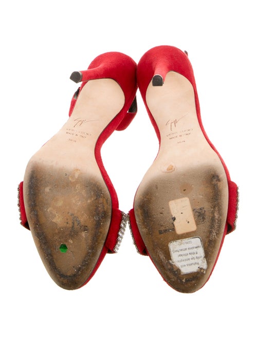 Giuseppe Zanotti Suede Crystal Embellishments Slingback Sandals