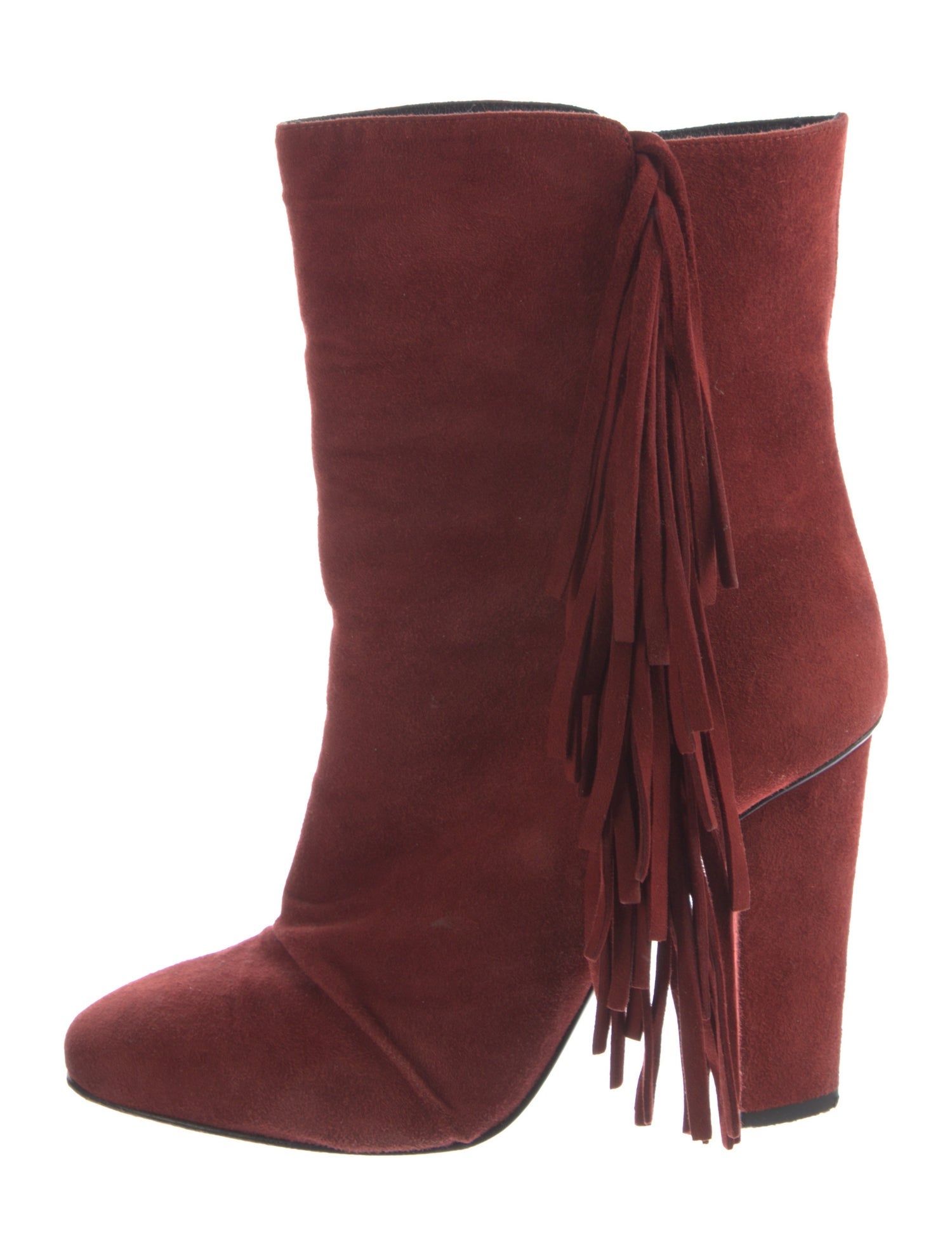 Giuseppe Zanotti Suede Fringe Trim Accent Boots
