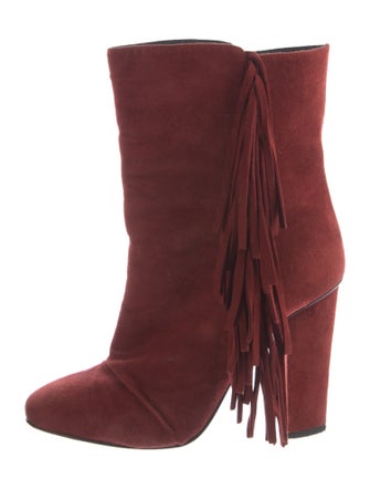 Giuseppe Zanotti Suede Fringe Trim Accent Boots
