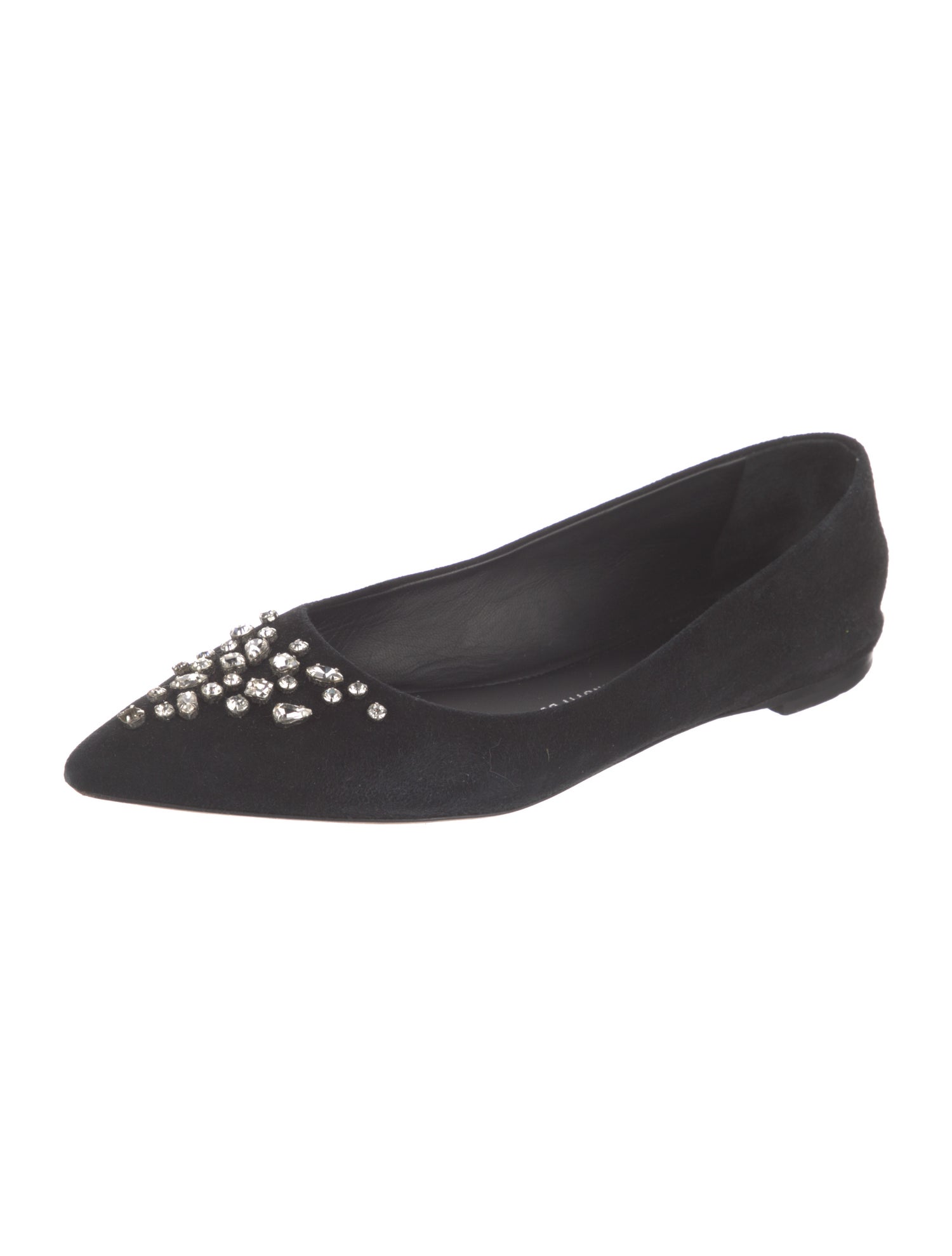 Giuseppe Zanotti Suede Crystal Embellishments Flats