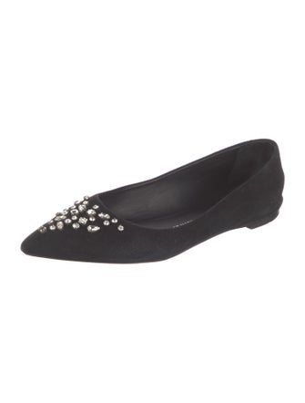 Giuseppe Zanotti Suede Crystal Embellishments Flats