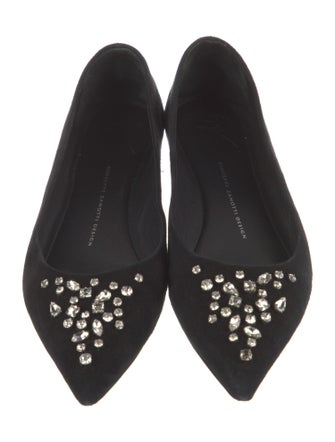 Giuseppe Zanotti Suede Crystal Embellishments Flats