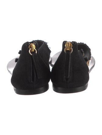 Giuseppe Zanotti Suede Floral Print Flip Flops