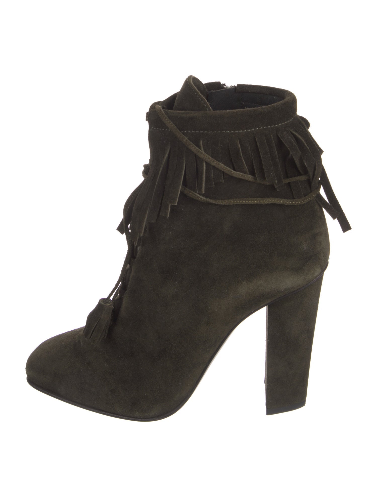 Giuseppe Zanotti Suede Fringe Trim Accent Boots