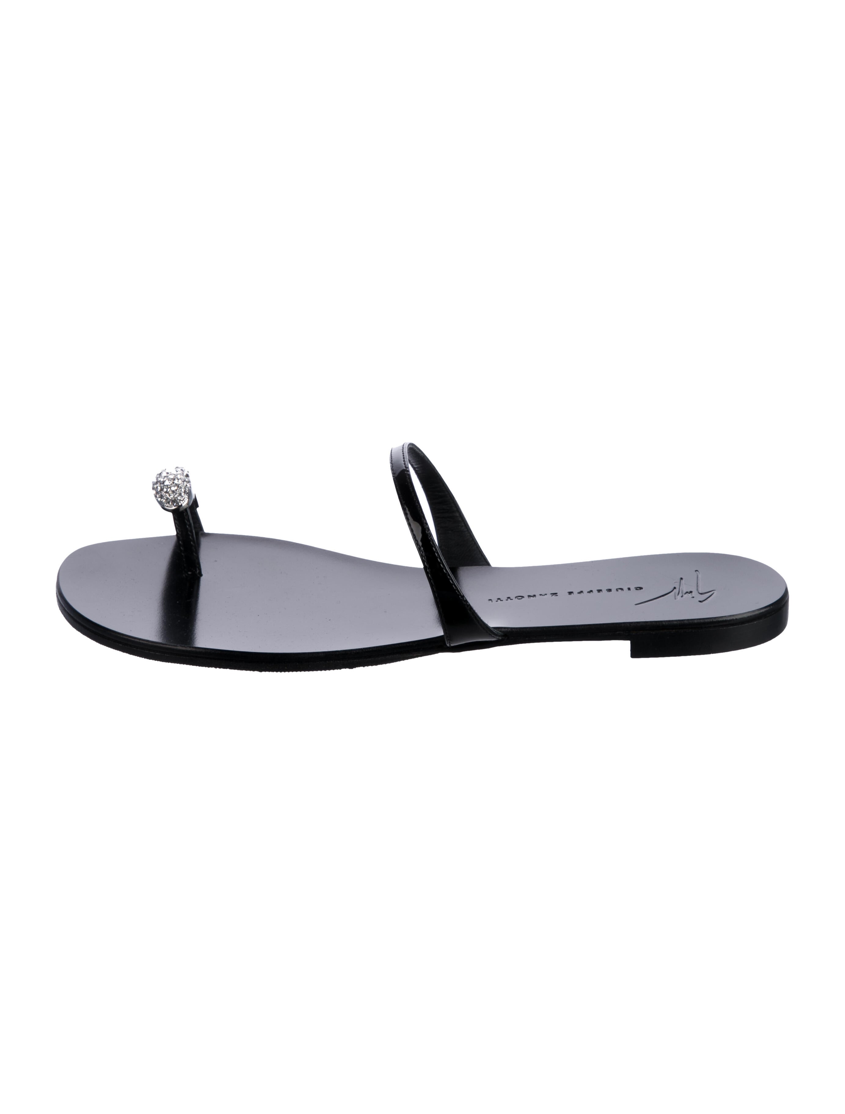 Giuseppe Zanotti Patent Leather Crystal Embellishments Slides