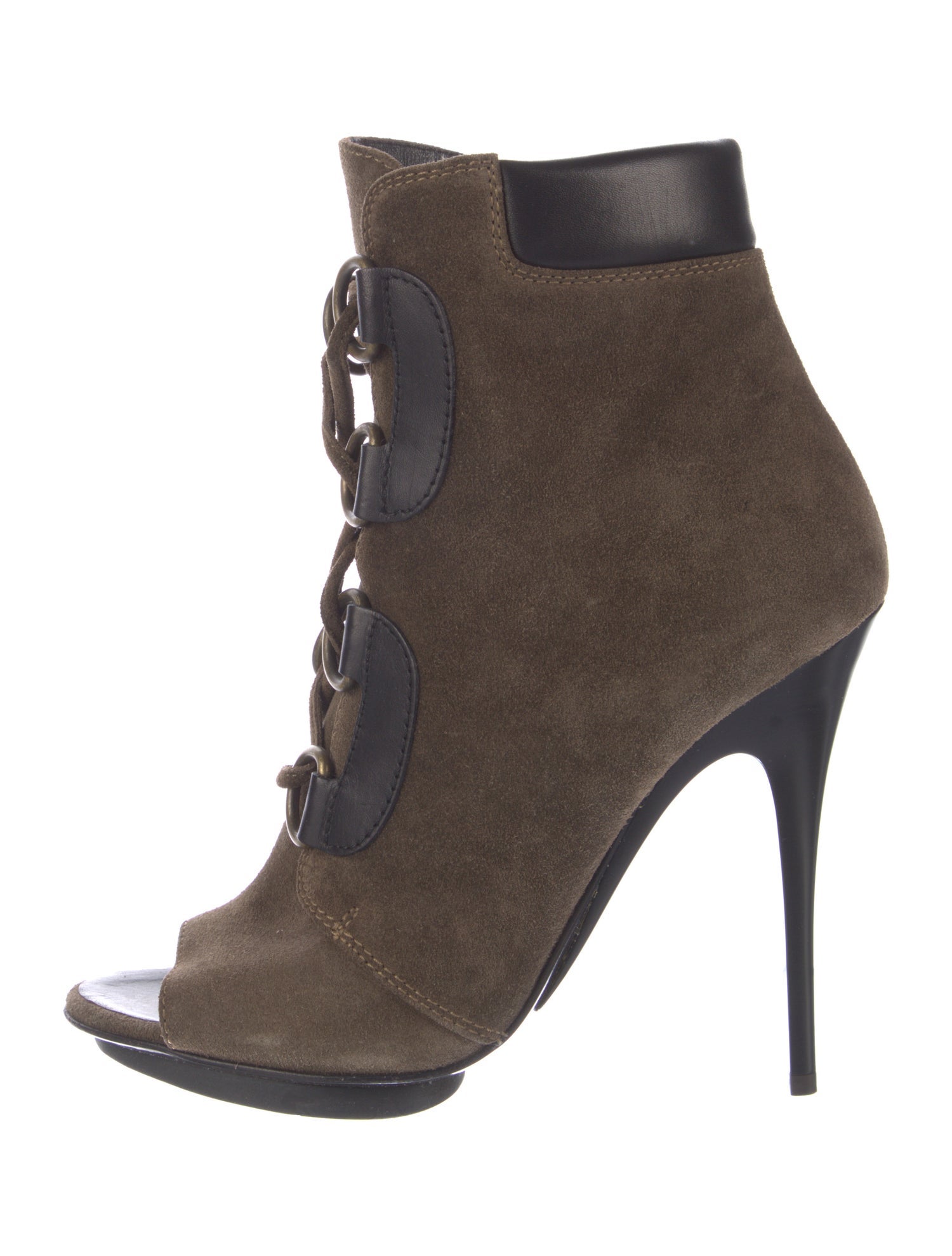 Giuseppe Zanotti Suede Leather Trim Embellishment Lace-Up Boots