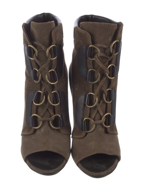 Giuseppe Zanotti Suede Leather Trim Embellishment Lace-Up Boots