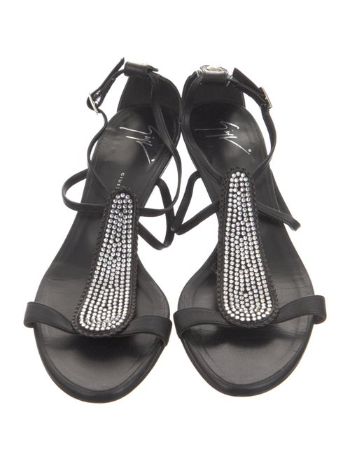 Giuseppe Zanotti Leather Crystal Embellishments T-Strap Sandals