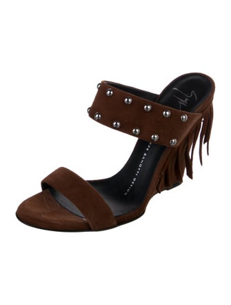 Giuseppe Zanotti Suede Studded Accents Slides