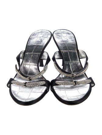 Giuseppe Zanotti Satin Crystal Embellishments Slides
