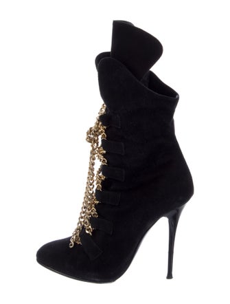 Giuseppe Zanotti Suede Chain-Link Accents Lace-Up Boots