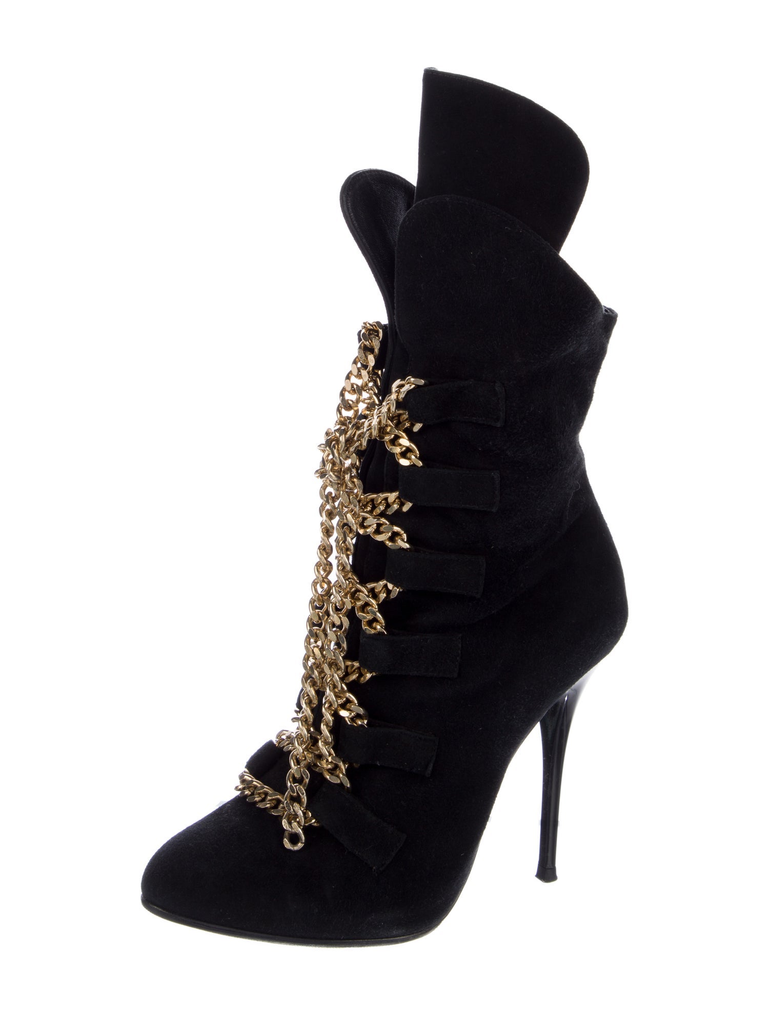 Giuseppe Zanotti Suede Chain-Link Accents Lace-Up Boots