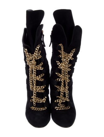 Giuseppe Zanotti Suede Chain-Link Accents Lace-Up Boots