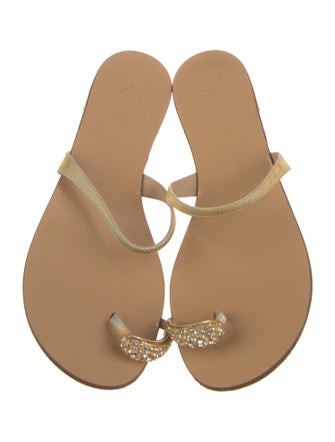 Giuseppe Zanotti Leather Crystal Embellishments Slides