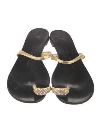 Giuseppe Zanotti Leather Crystal Embellishments Slides