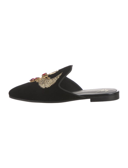 Giuseppe Zanotti Velvet Crystal Embellishments Mules