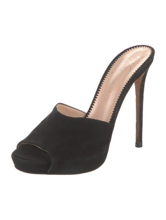 Giuseppe Zanotti Suede Floral Print Mules