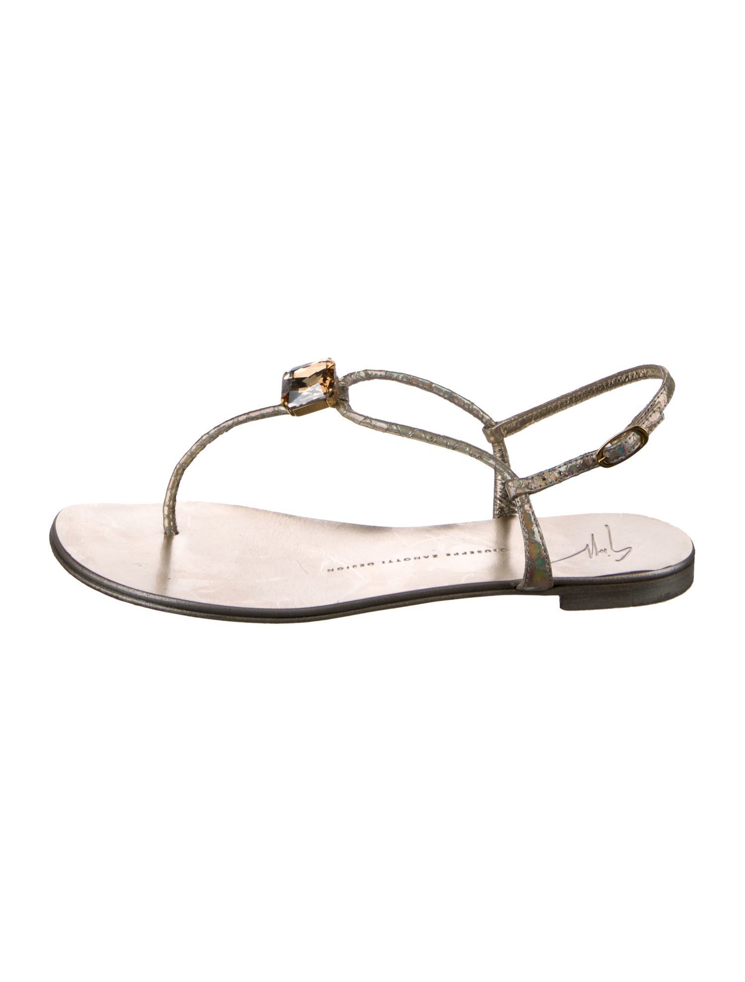 Giuseppe Zanotti Leather Crystal Embellishments Slingback Flats