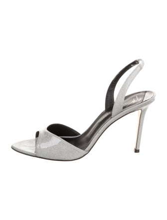 Giuseppe Zanotti Patent Leather Crystal Embellishments Slingback Sandals