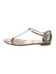Giuseppe Zanotti Embossed Leather Studded Accents T-Strap Sandals