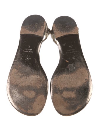 Giuseppe Zanotti Embossed Leather Studded Accents T-Strap Sandals