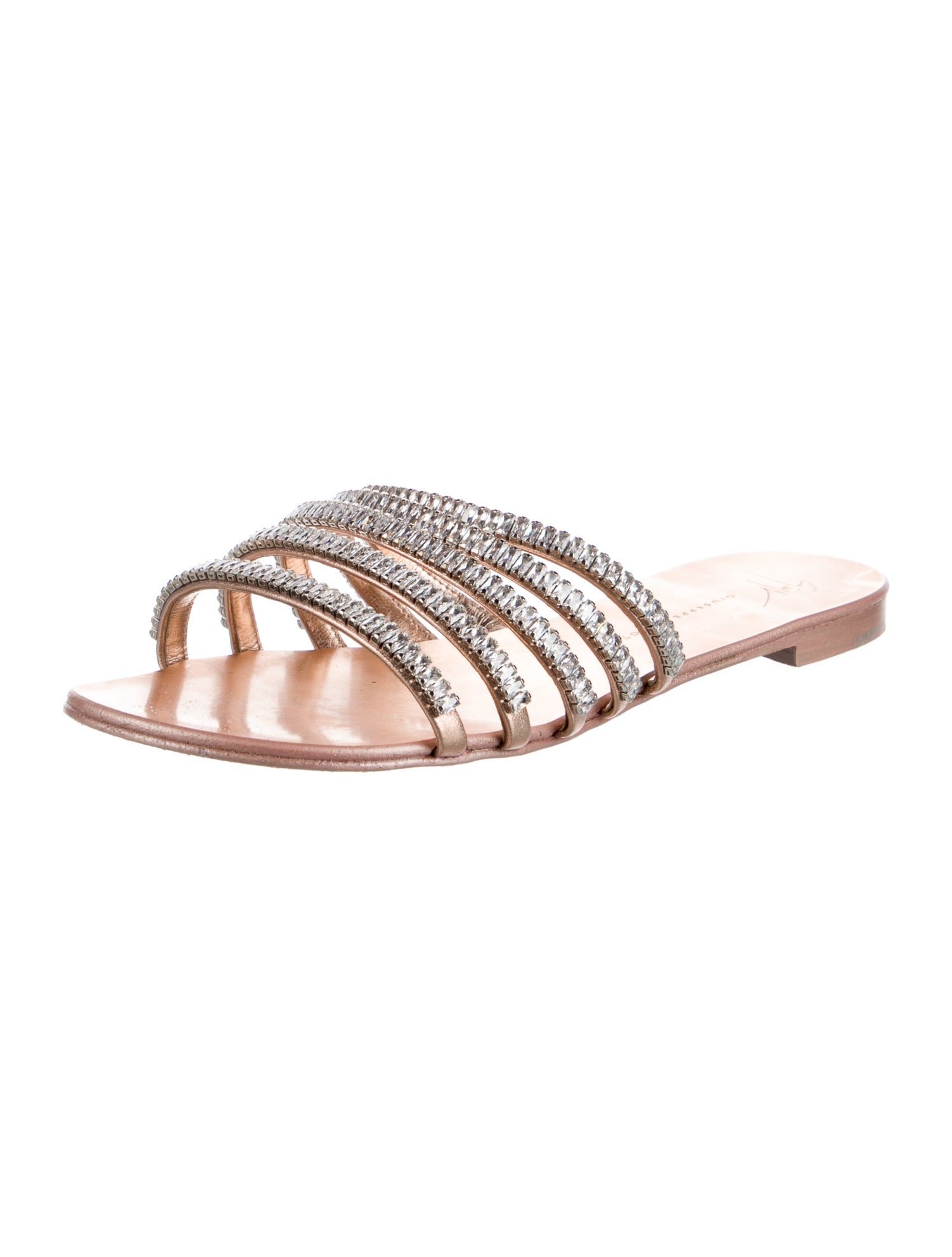 Giuseppe Zanotti Leather Crystal Embellishments Flats