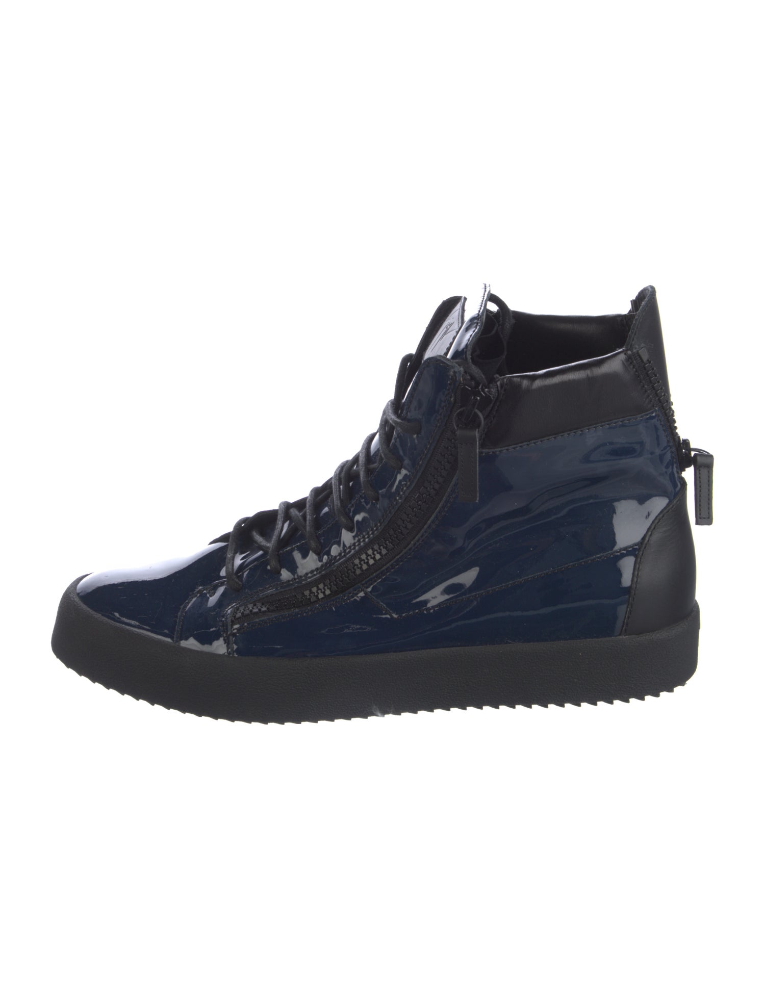 Giuseppe Zanotti Patent Leather Colorblock Pattern Sneakers