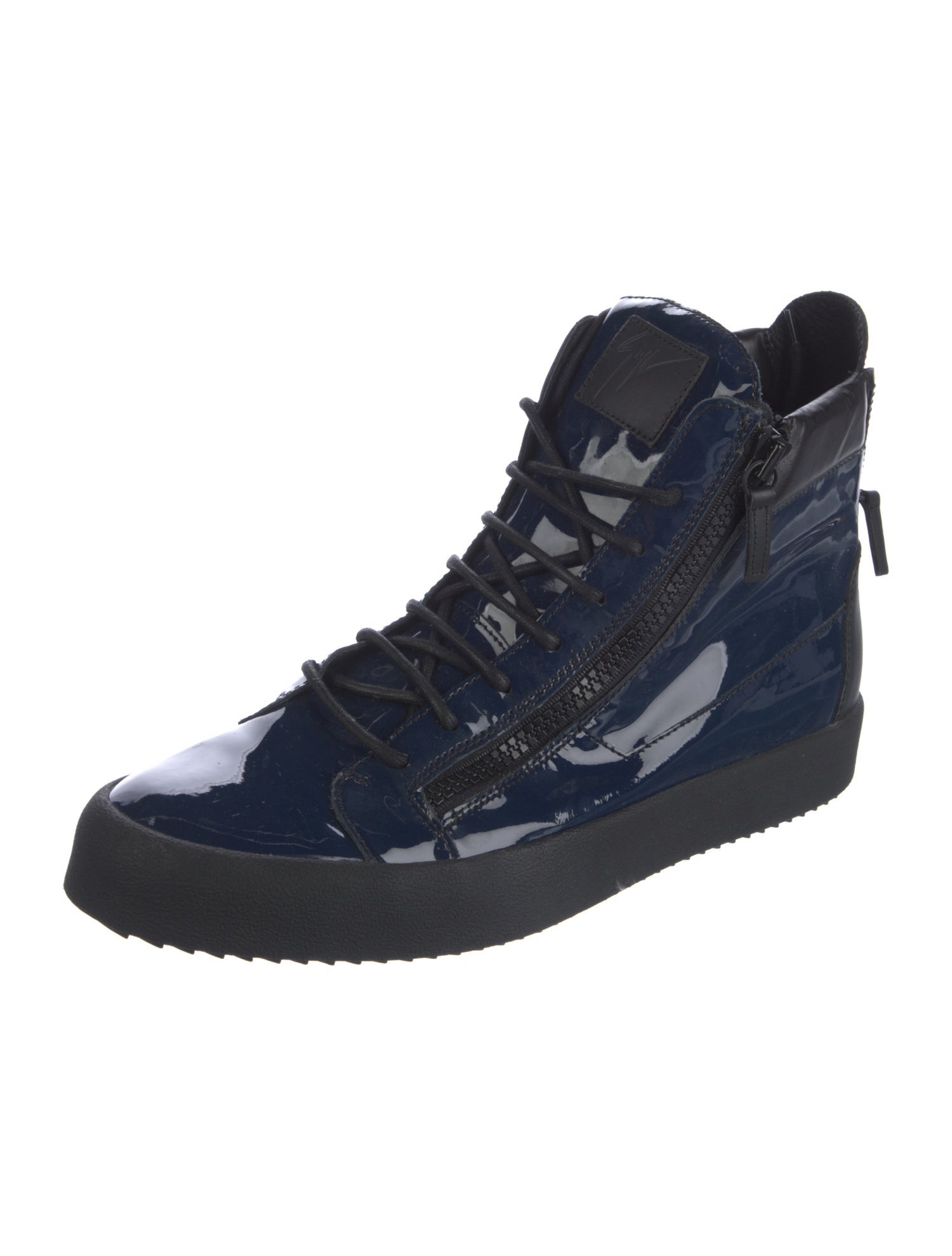 Giuseppe Zanotti Patent Leather Colorblock Pattern Sneakers