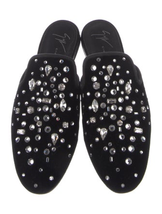 Giuseppe Zanotti Velvet Crystal Embellishments Mules