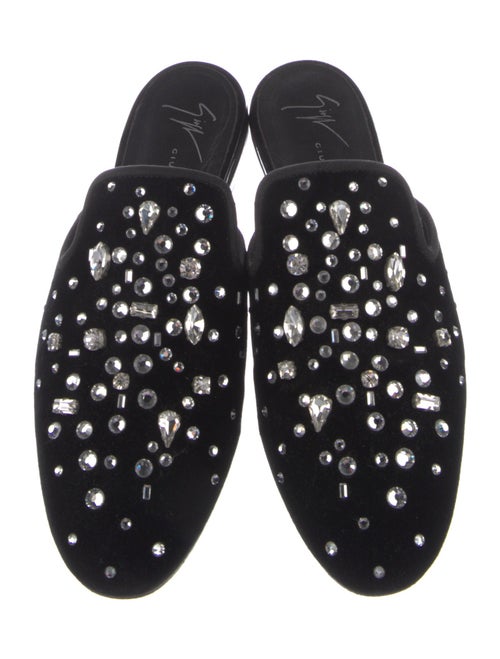 Giuseppe Zanotti Velvet Crystal Embellishments Mules