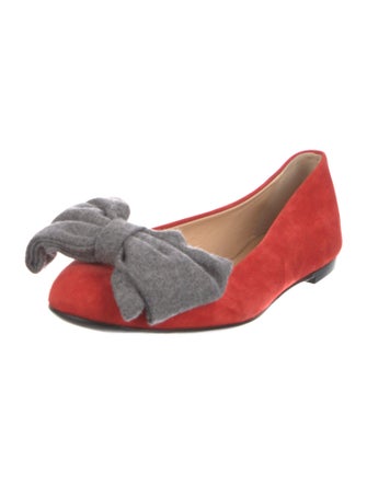 Giuseppe Zanotti Suede Bow Accents Ballet Flats