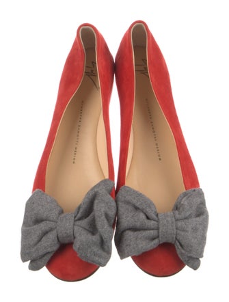 Giuseppe Zanotti Suede Bow Accents Ballet Flats