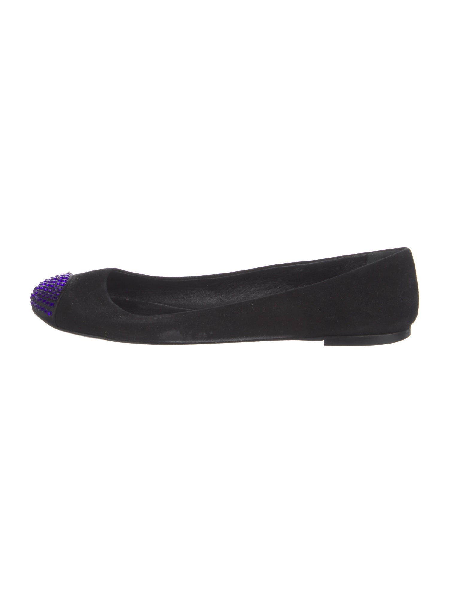 Giuseppe Zanotti Suede Crystal Embellishments Ballet Flats