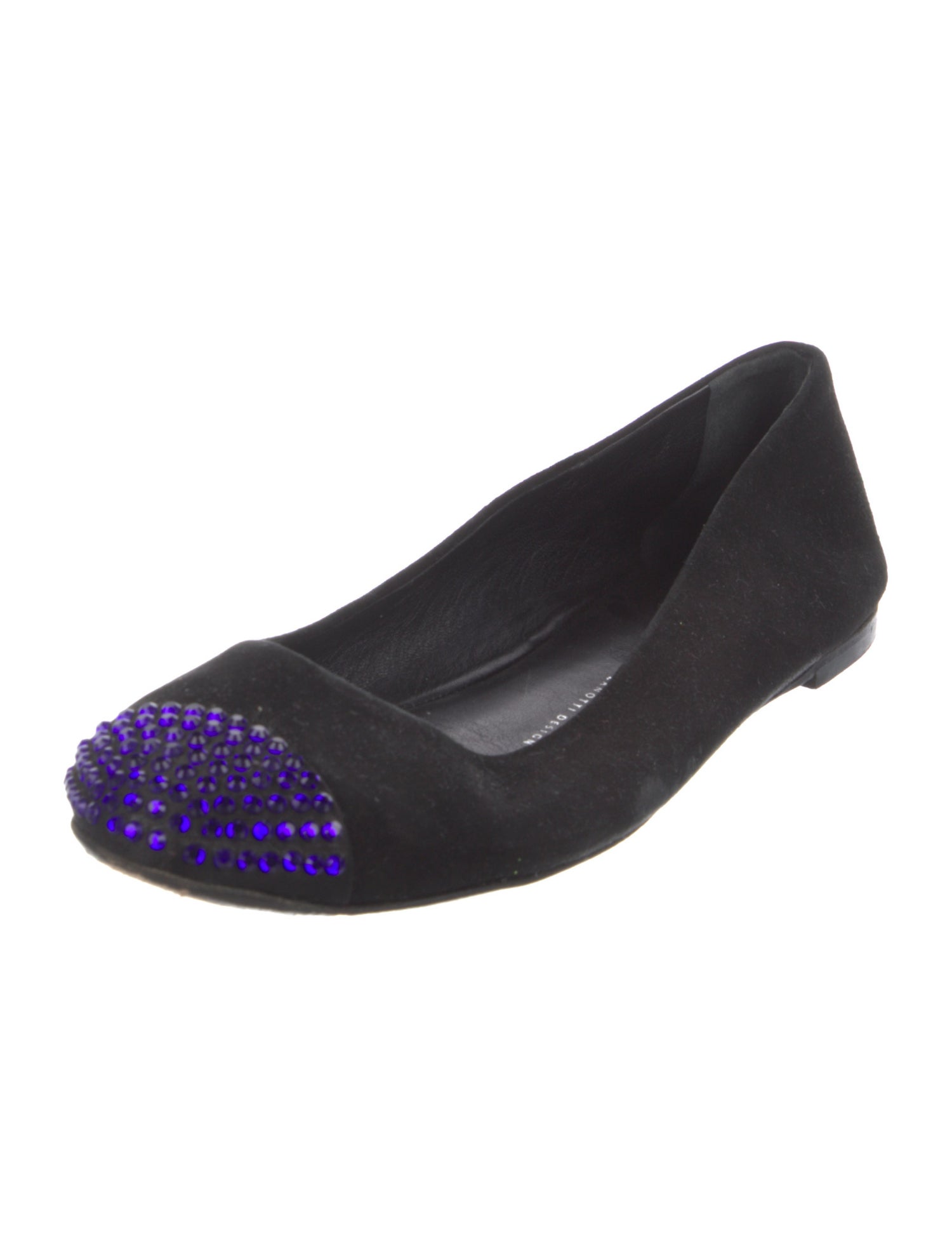 Giuseppe Zanotti Suede Crystal Embellishments Ballet Flats
