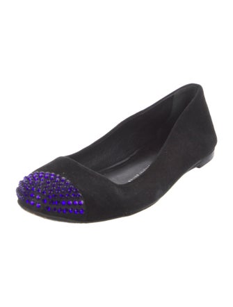 Giuseppe Zanotti Suede Crystal Embellishments Ballet Flats