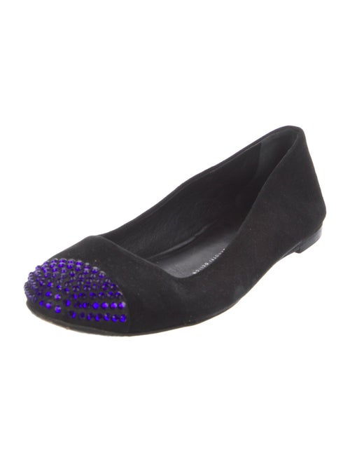 Giuseppe Zanotti Suede Crystal Embellishments Ballet Flats